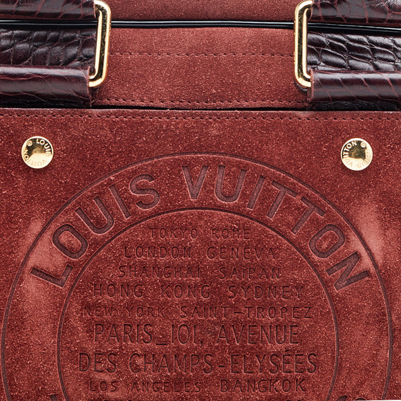 LOUIS VUITTON Brown/Black Suede And Leather Havana Stamped Trunk GM Bag - Picture 5 of 9